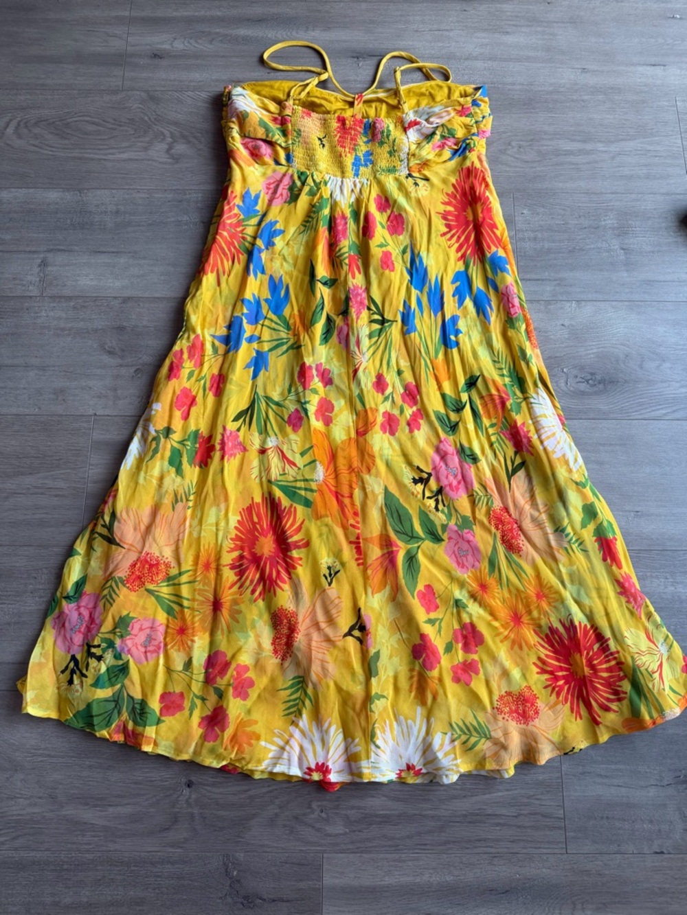 NWT By Anthropologie Halter Slip Dress - yellow floral - size large - Picture 5 of 9
